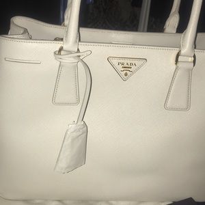 Prada white Medium Prada Galleria Saffiano Leather Bag, Women, White